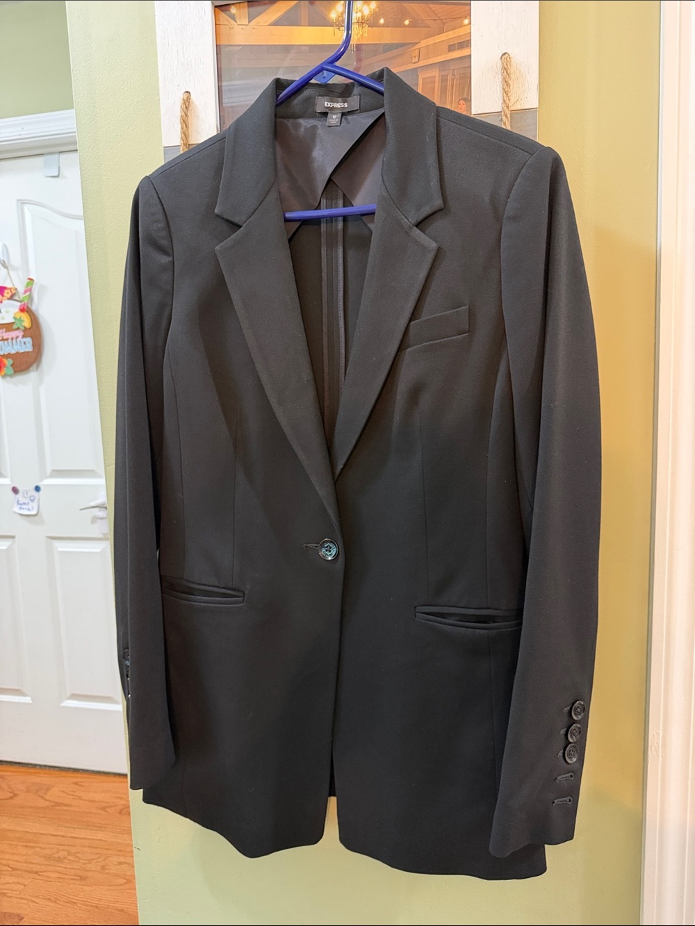 Vintage Express Black Single-Button Tailored Blazer